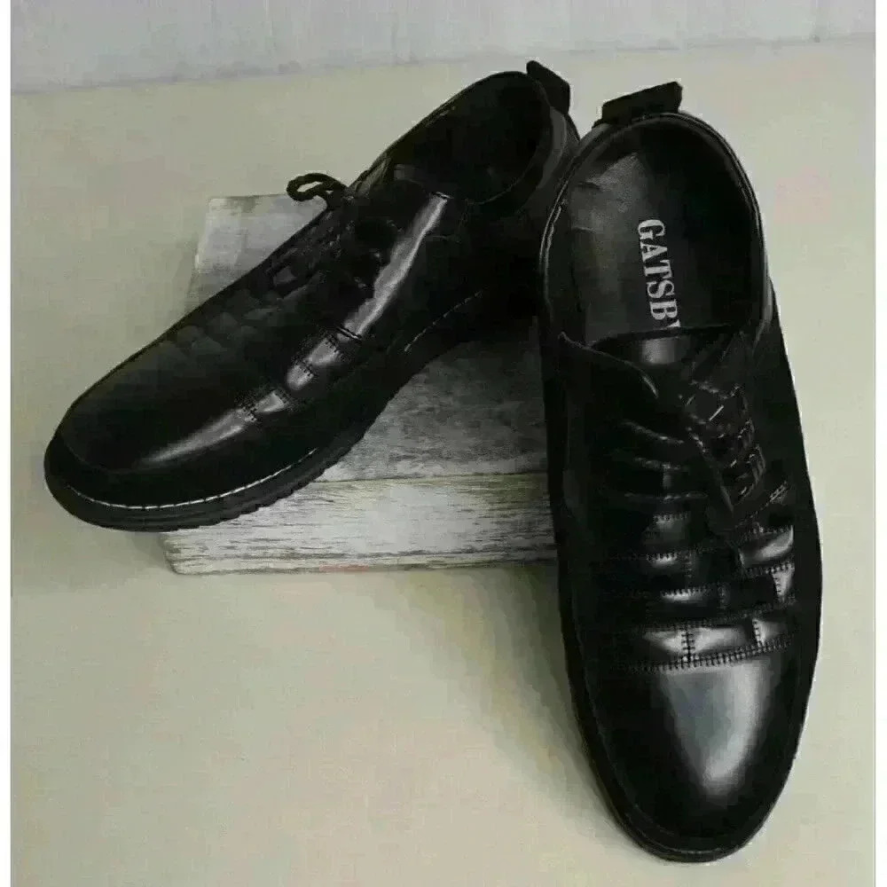 Gatsby Quilted Derby Oxford‎ Sneakers Black Faux Leather Lace Up Shoes Men's 10